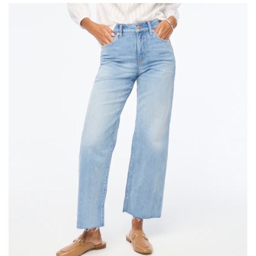 J.Crew Wide-leg Cropped Jeans 27 Spring Storm Wash NWT All-day Stretch BX560 - Picture 1 of 12